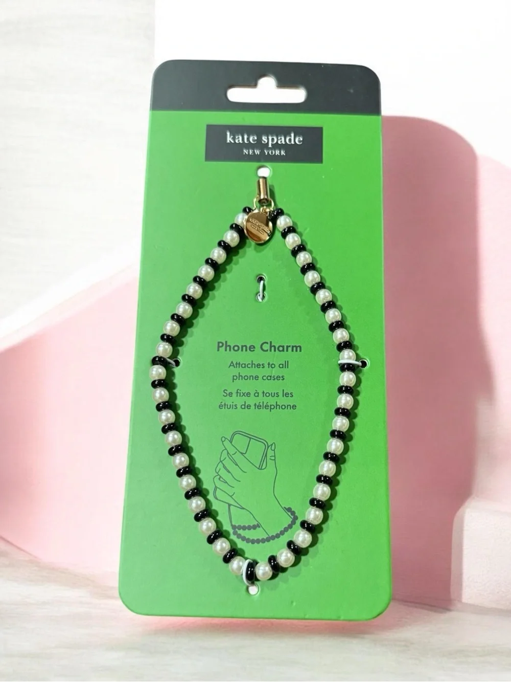 kate spade Black & Pearl Phone Charm
